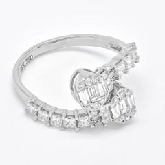 Natural Diamond 1.01 Carats 18 Karat White Gold Cluster Statement Designer Ring