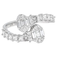 Natural Diamond 1.01 Carats 18 Karat White Gold Cluster Statement Designer Ring