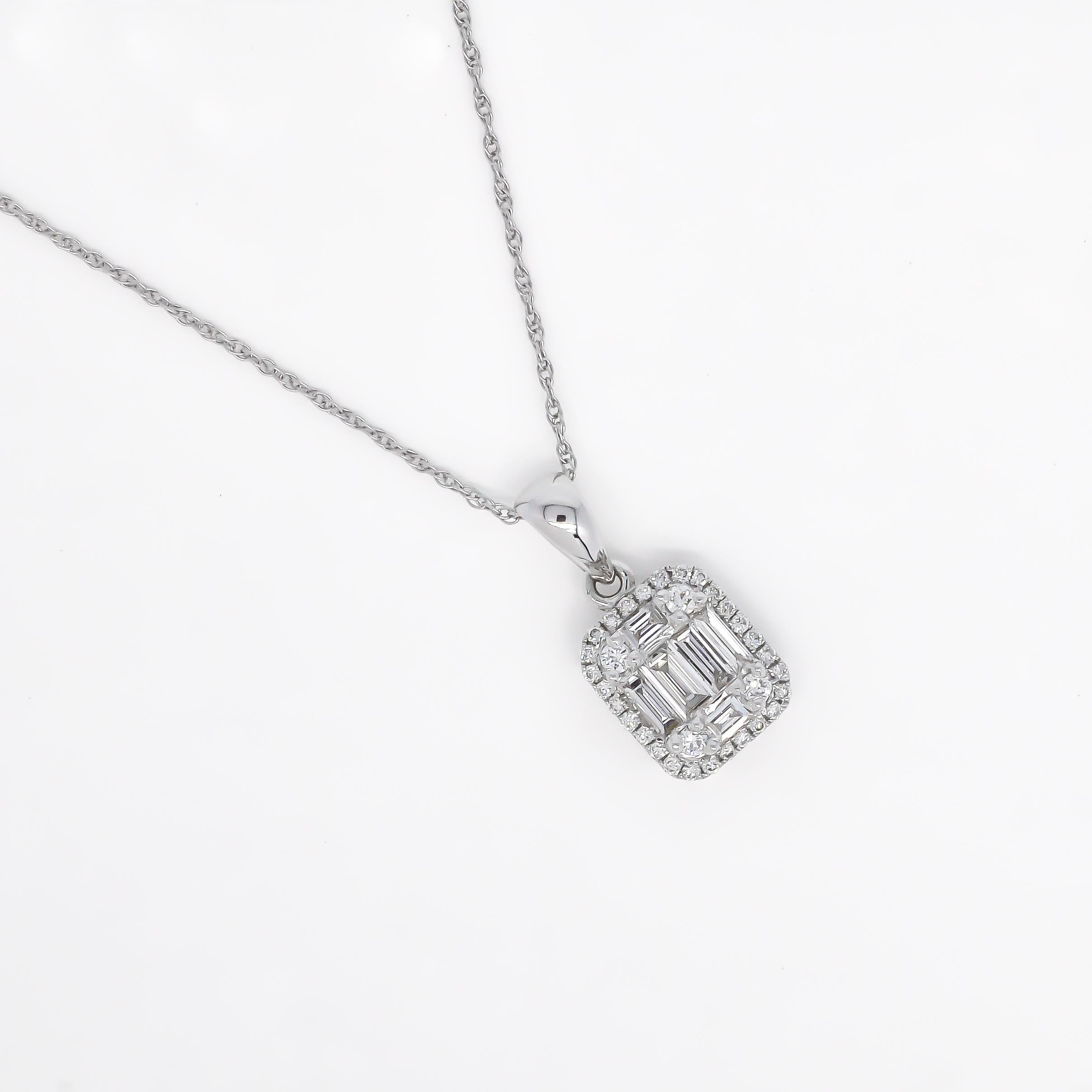 Chaîne collier pendentif en or blanc 18 carats avec diamants naturels de 0,43 carat Neuf - En vente à Antwerpen, BE