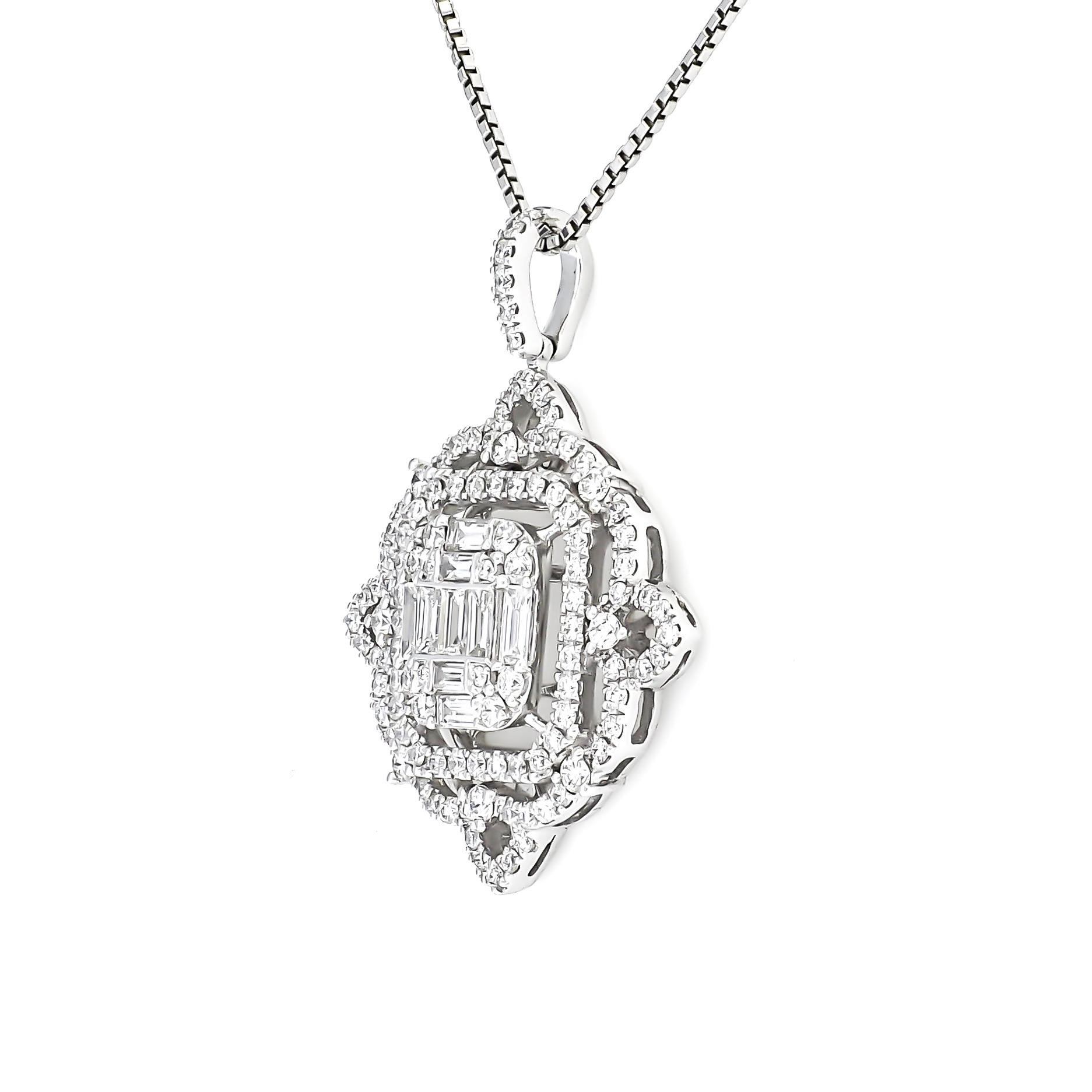 Pendentif diamant naturel 1,10 ct Collier chaîne pendentif en or blanc 18 carats Neuf - En vente à Antwerpen, BE