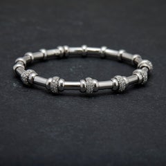 18kt White Gold Bamboo-Style Bangle with 0.9ct of Diamonds