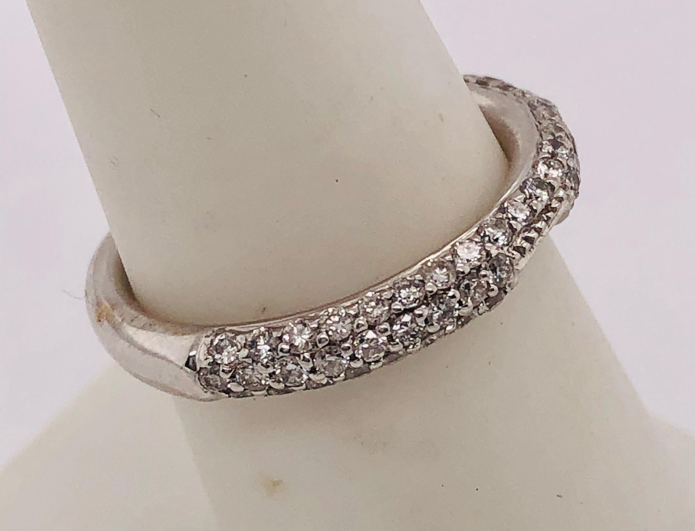 Women's or Men's 18 Karat White Gold Band Wedding Bridal Ring with Diamonds For Sale