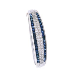 18kt White Gold Bangle Bracelet with 7.05 CTW in Blue Sapphires and Diamonds
