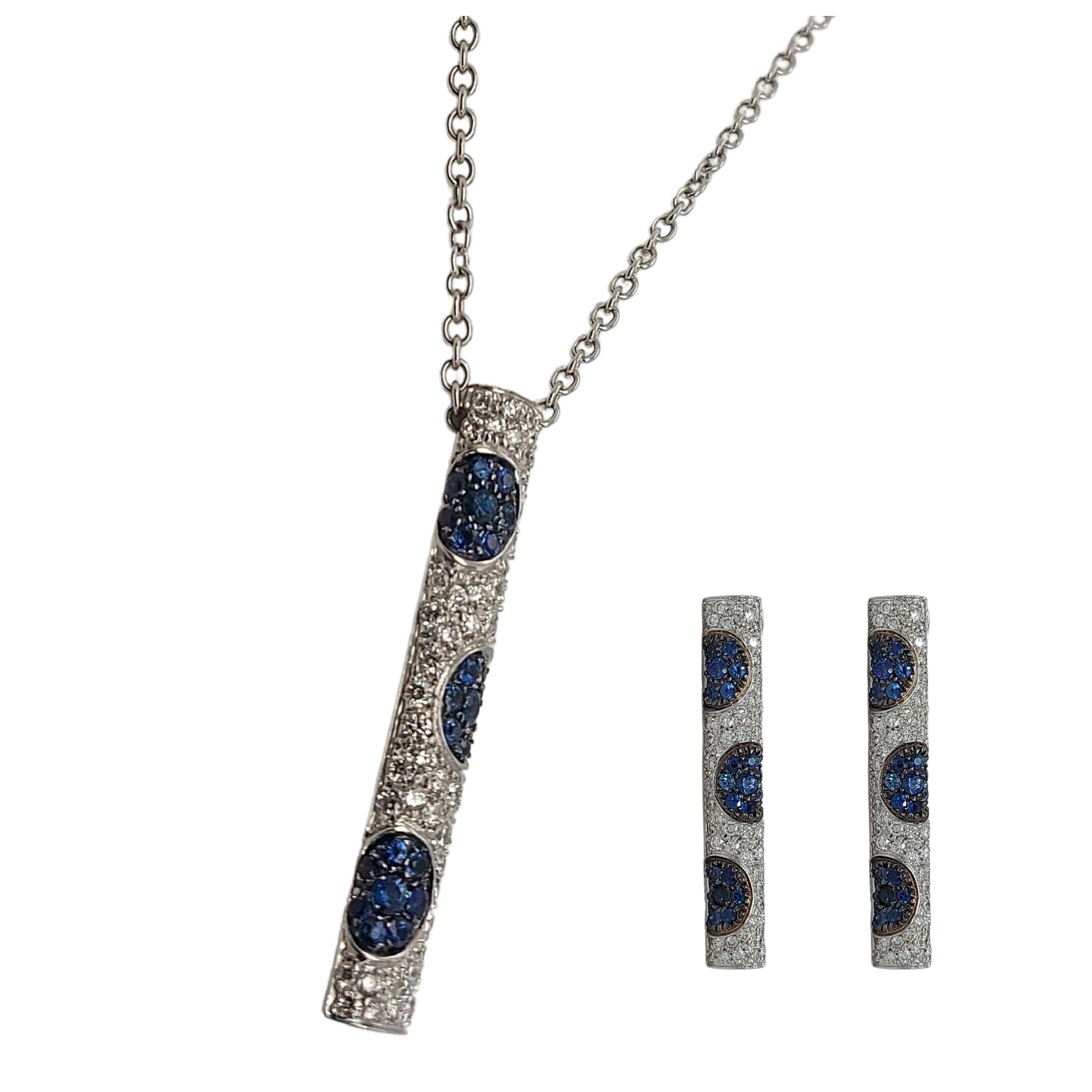 18kt White Gold Bar Earrings with 2.04ct White and 2ct sapphires For Sale 8