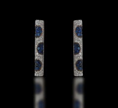 18kt White Gold Bar Earrings with 2.04ct White and 2ct sapphires