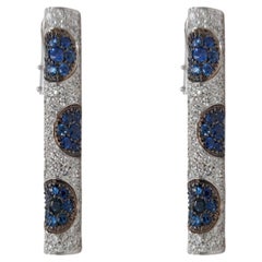 18kt White Gold Bar Earrings with 2.04ct White and 2ct sapphires