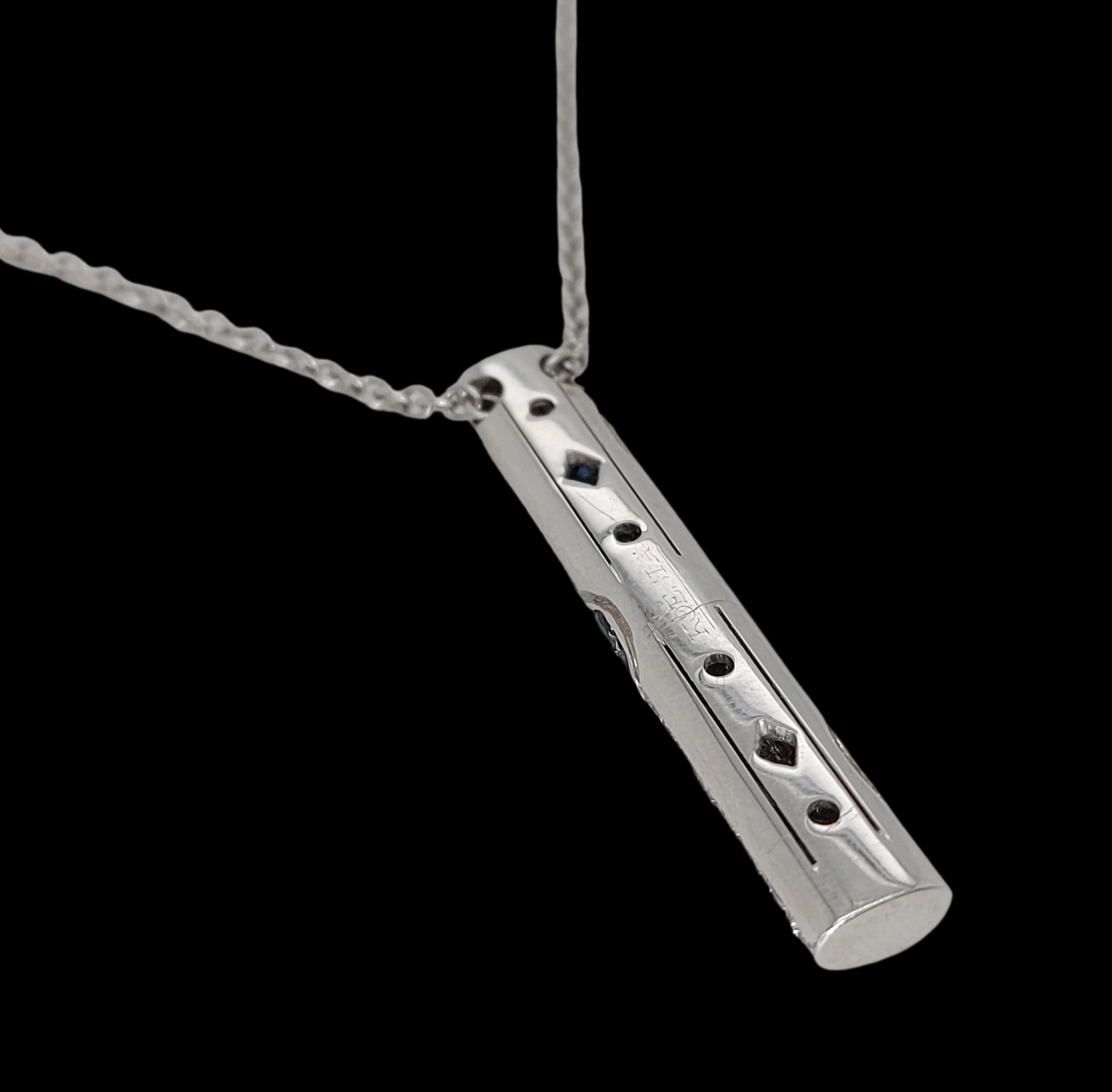 18kt White Gold Bar Necklace With 1ct Diamonds and 0.57ct Sapphires   For Sale 9