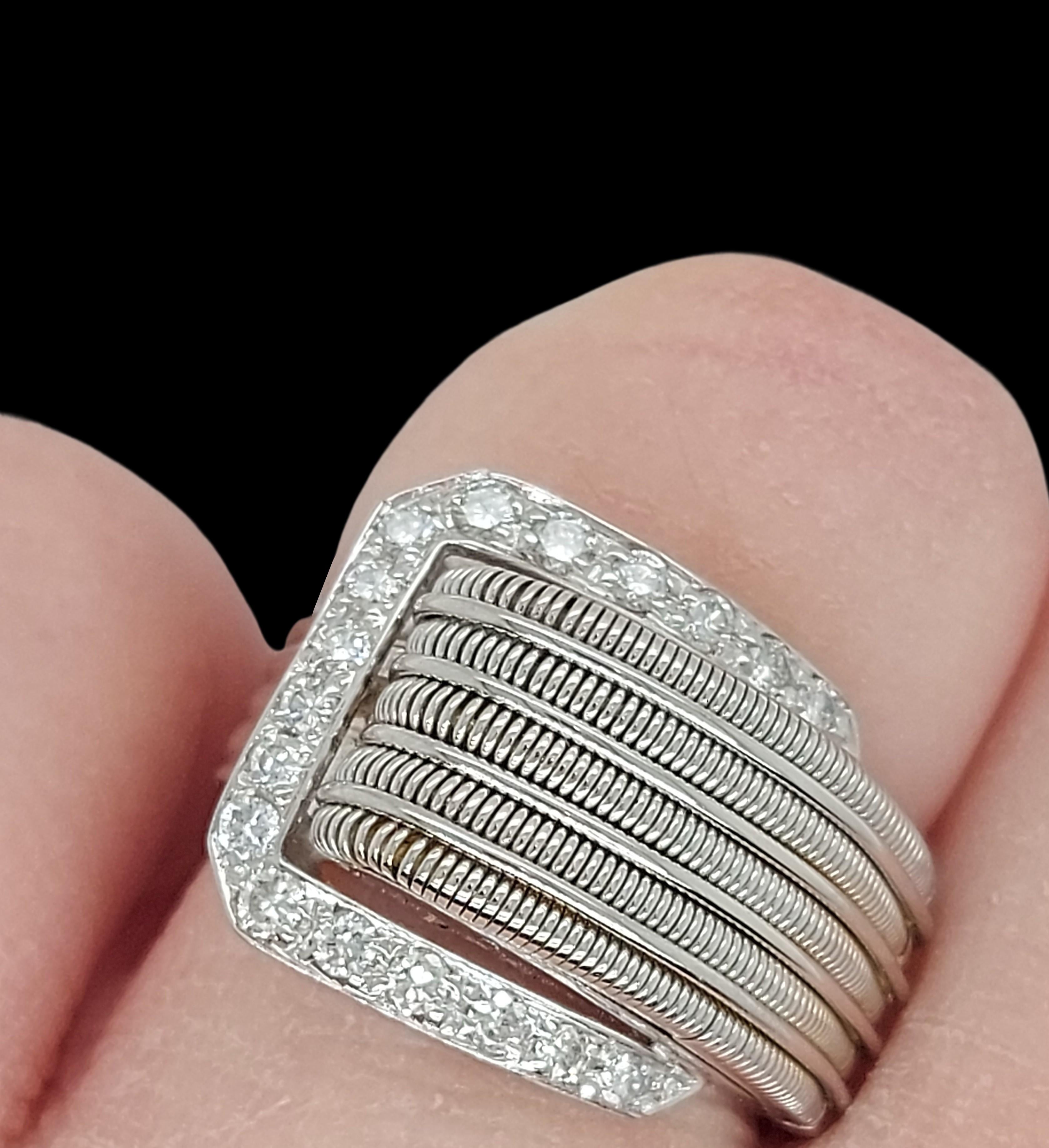 18kt White Gold Belt Style Ring with 0.72ct Brilliant Cut Diamonds For Sale 13