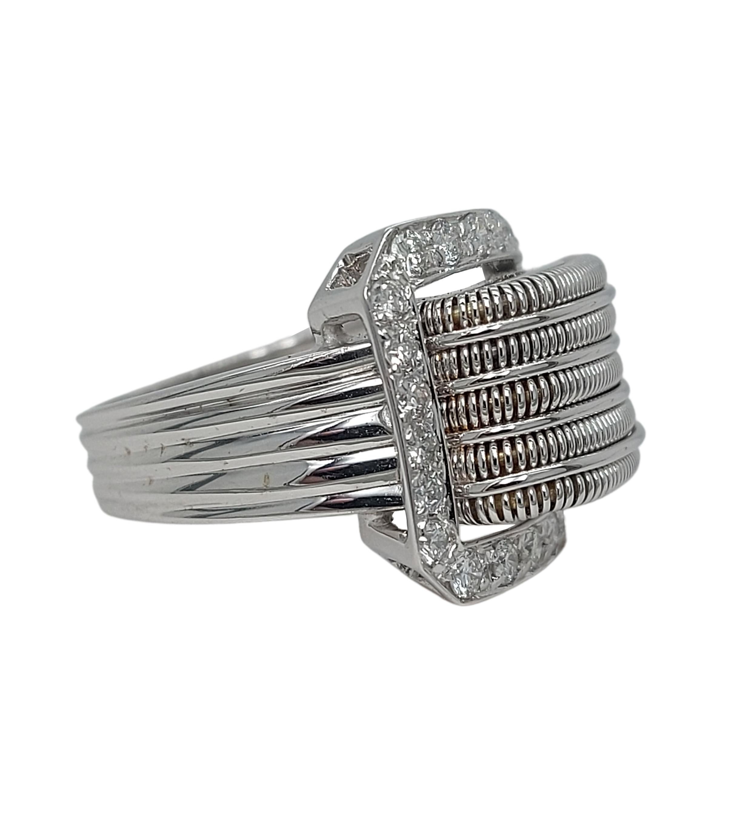 18kt White Gold Belt Style Ring with 0.72ct Brilliant Cut Diamonds For Sale 2