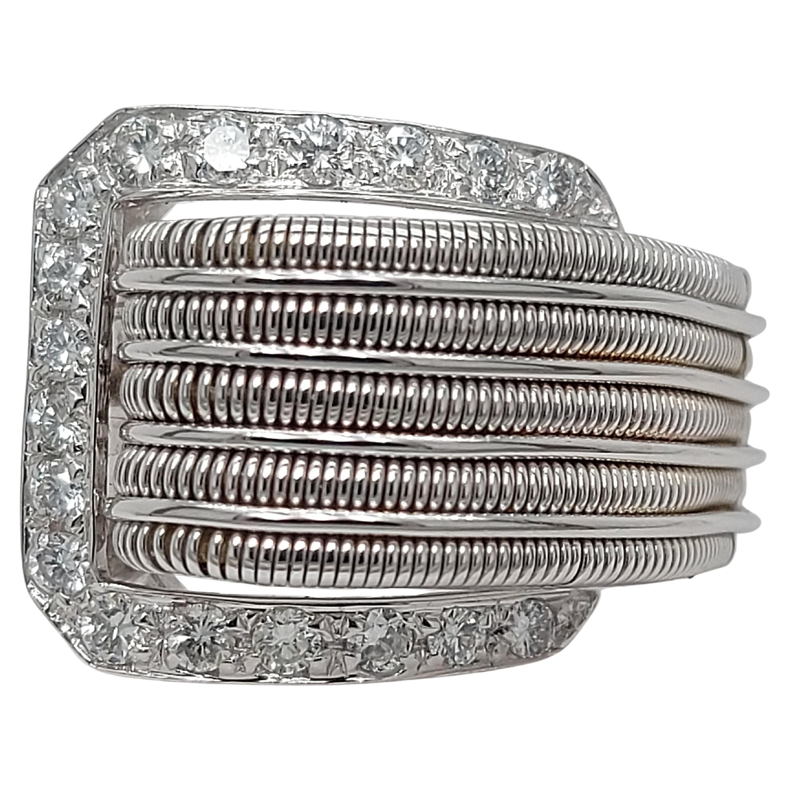 18kt White Gold Belt Style Ring with 0.72ct Brilliant Cut Diamonds For Sale