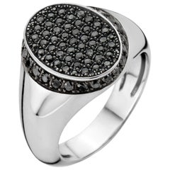 18kt White Gold & Black Diamond Signet Ring