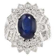 18KT White Gold Blue Sapphire And Diamond Cocktail Ring