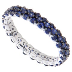 18 Karat Weißgold Riviere-Ring mit blauen Saphiren 1,29 Karat