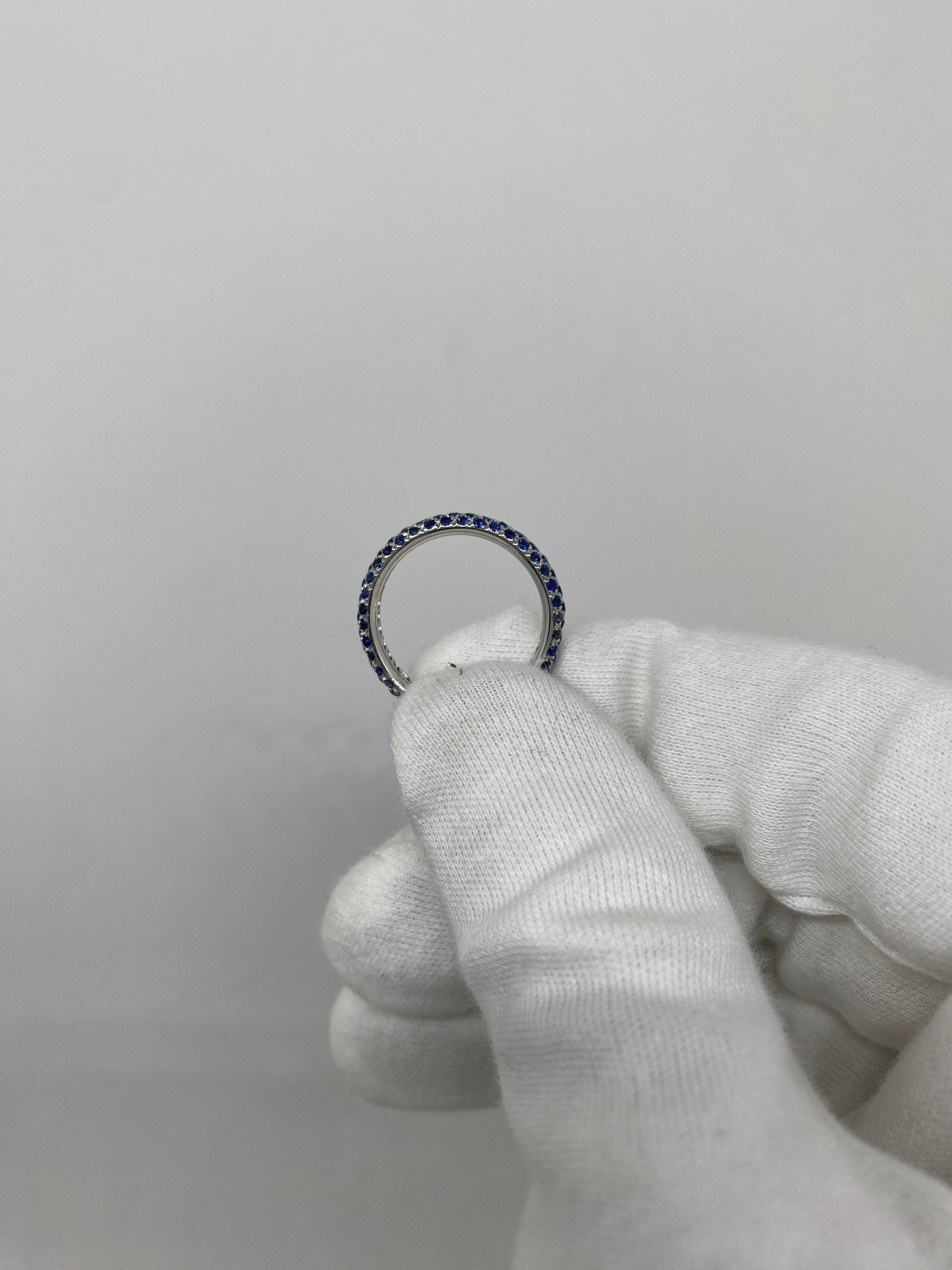 18Kt White Gold Blue Sapphires Pavé 1.55 ct In New Condition For Sale In Bergamo, BG