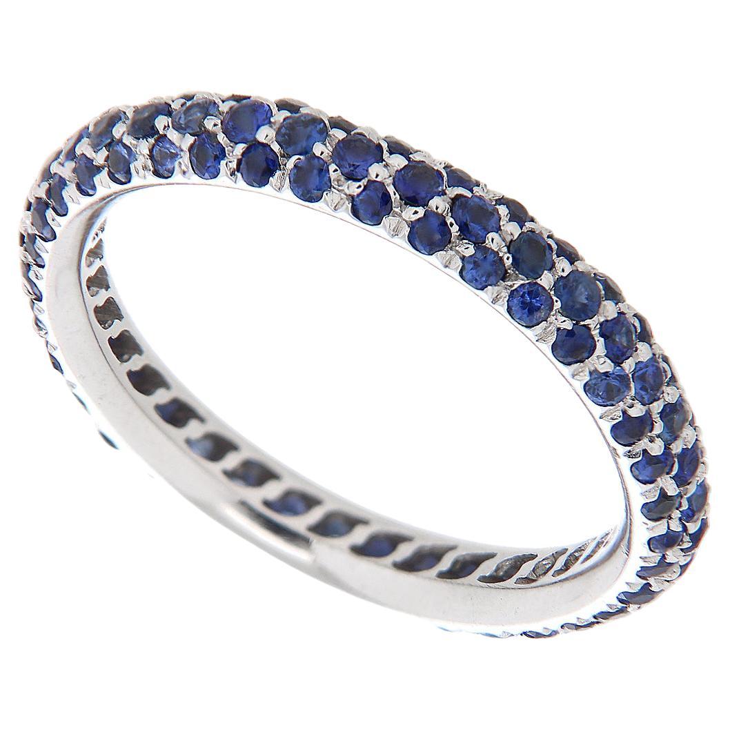 18Kt White Gold Blue Sapphires Pavé 1.55 ct For Sale