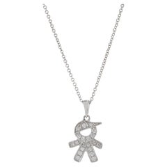 18KT White Gold Boy With Cap Diamond Charm Pendant