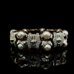 18 Karat White Gold Bracelet with Brilliant Cut Diamonds and Pearls