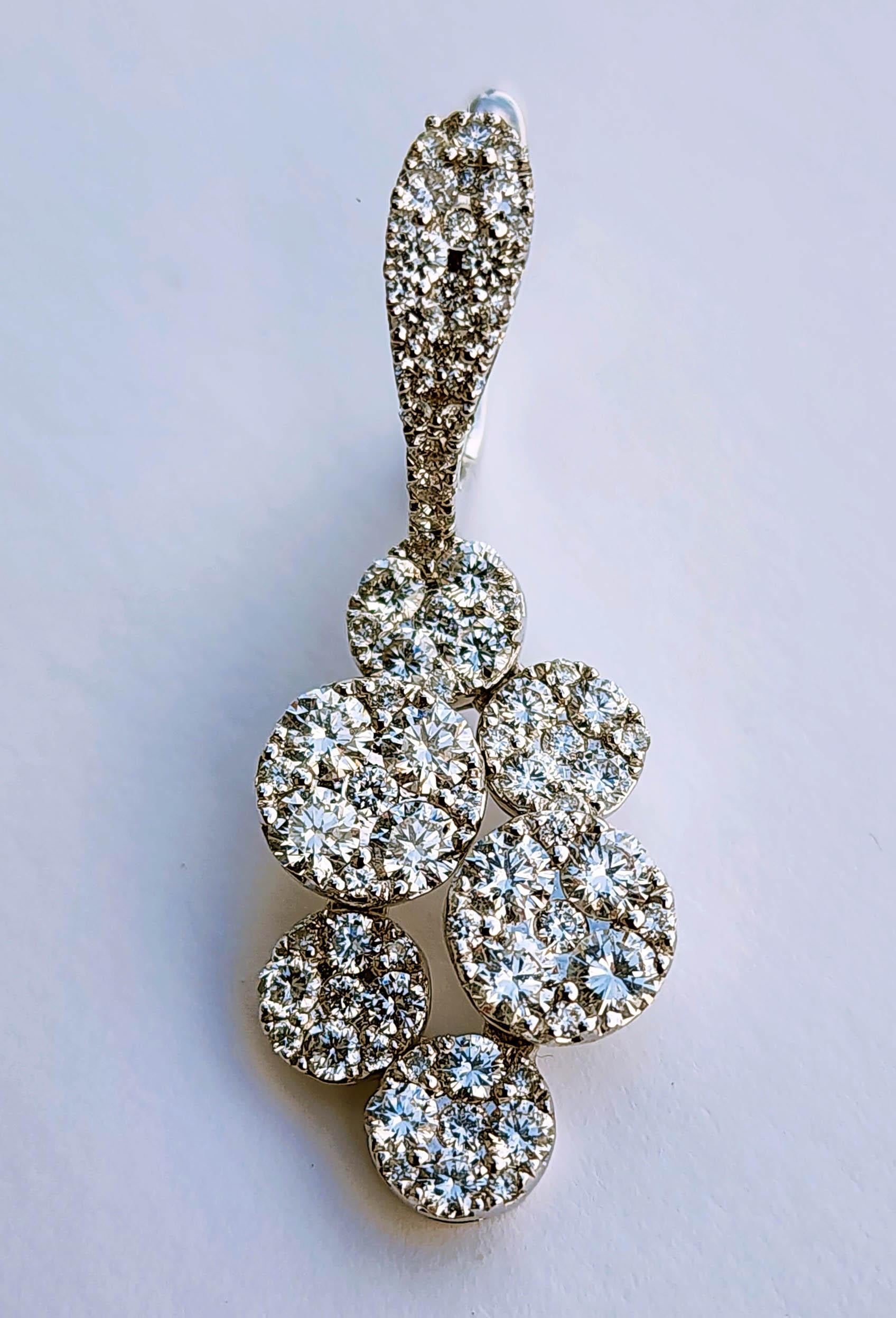 Brilliant Cut 18kt White Gold Bubble Earrings set with Diamonds For Sale