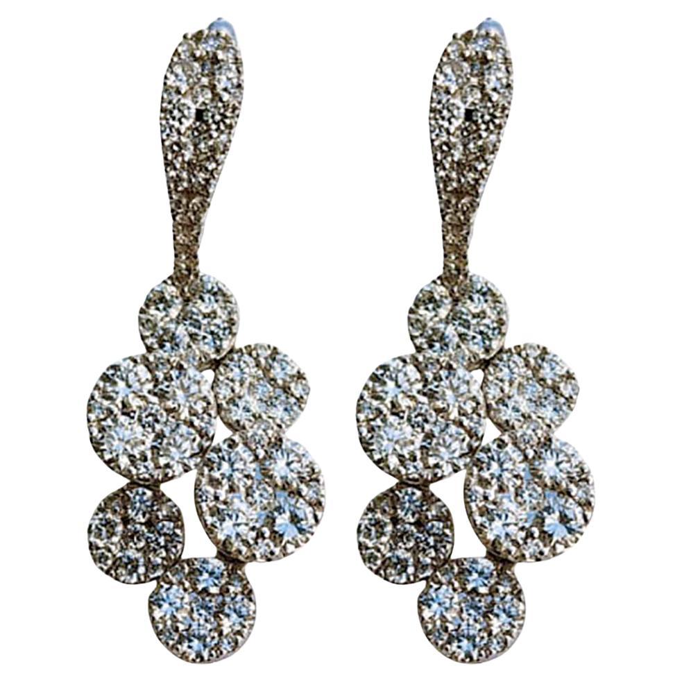 18kt White Gold Bubble Earrings set with Diamonds For Sale