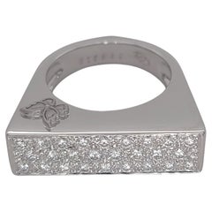 18kt White Gold Carrera Y Carrera Ring with Diamonds and Butterflies Engraved