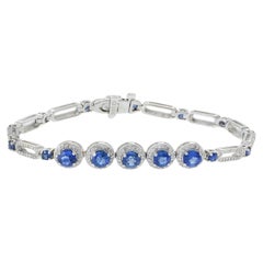 18KT White Gold Ceylon Sapphire And Diamond Bracelet