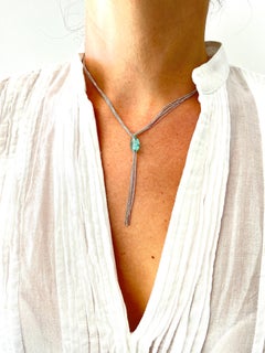 18 Karat White Gold Chain Necklace with Paraiba Bead