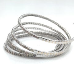 18Kt White Gold Champagne Diamonds Wrap Around Bangle Bracelet