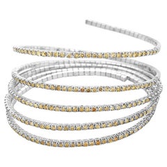 18Kt White Gold Champagne Diamonds Wrap Around Bangle Bracelet