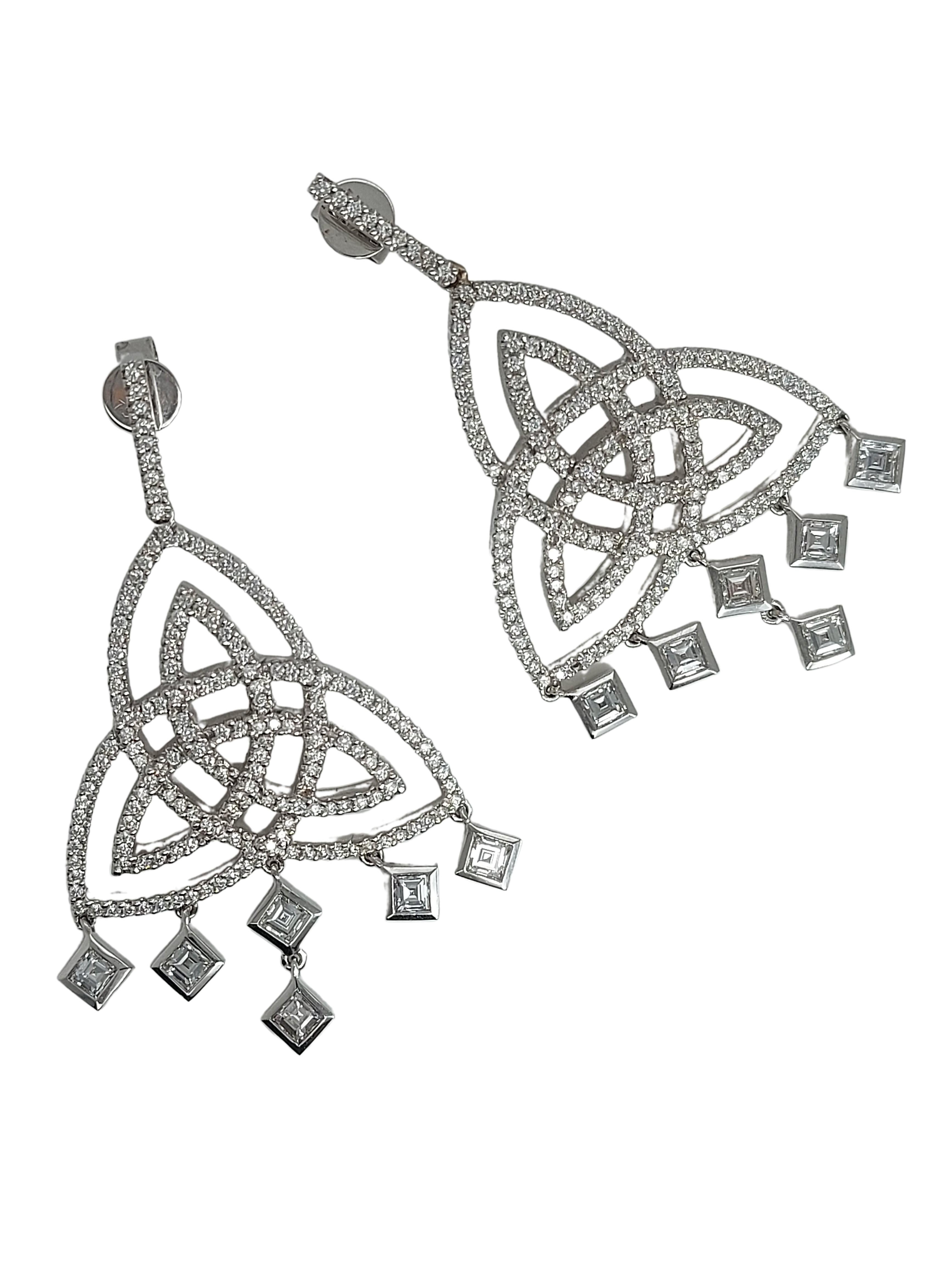chandelier earrings white gold