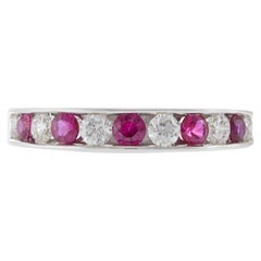 18KT White Gold Channel Set Diamond and Ruby Ring
