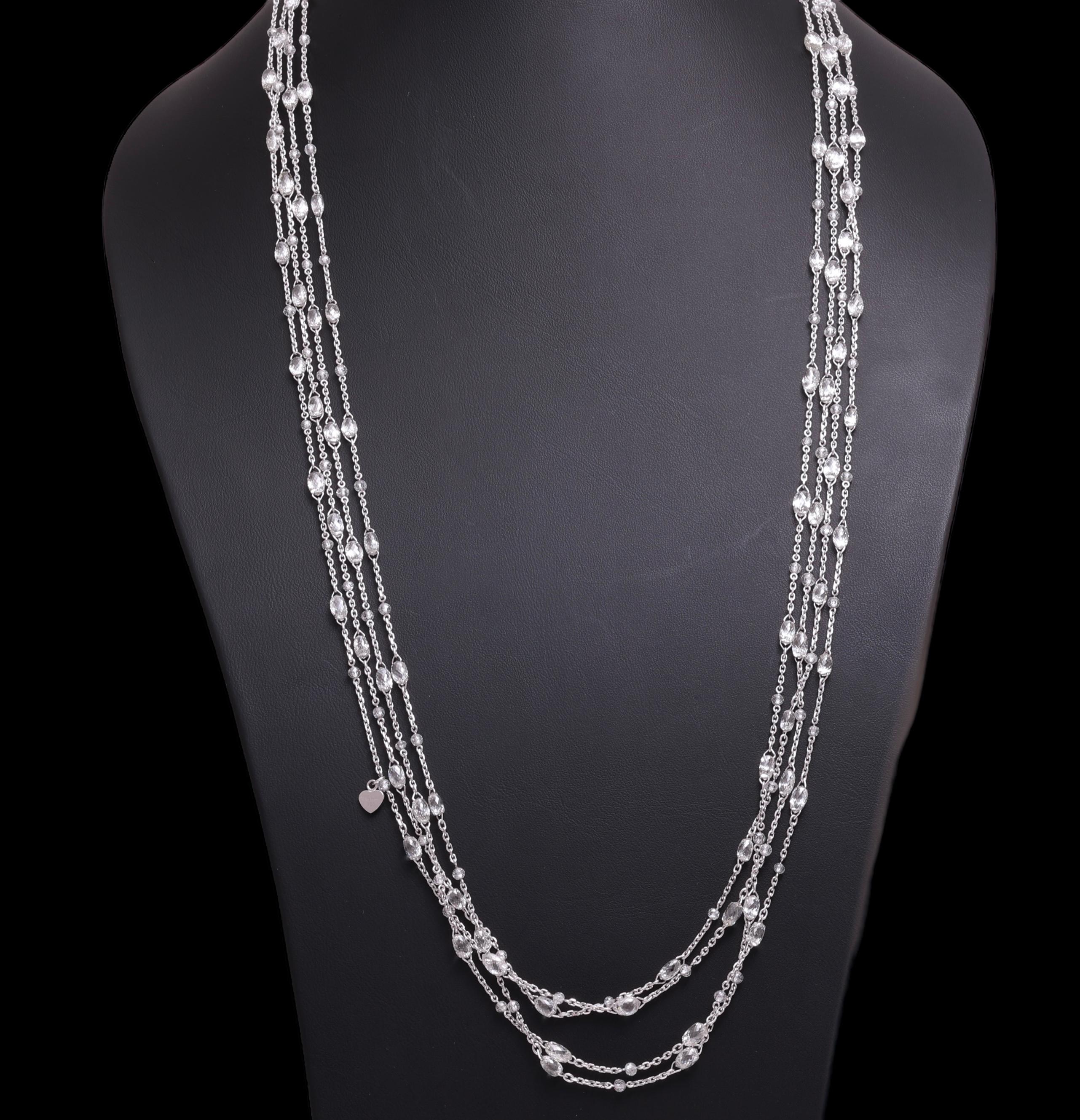 Mehrstrangige Chopard-Halskette aus 18 Karat Weißgold mit 130 Karat Diamanten im Briolette-Schliff 3