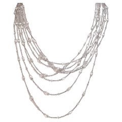 18kt White Gold Chopard Multi Strand Necklace with 130Ct Briolette cut Diamonds