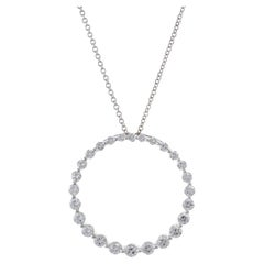 18KT White Gold Circle Diamond Pendant