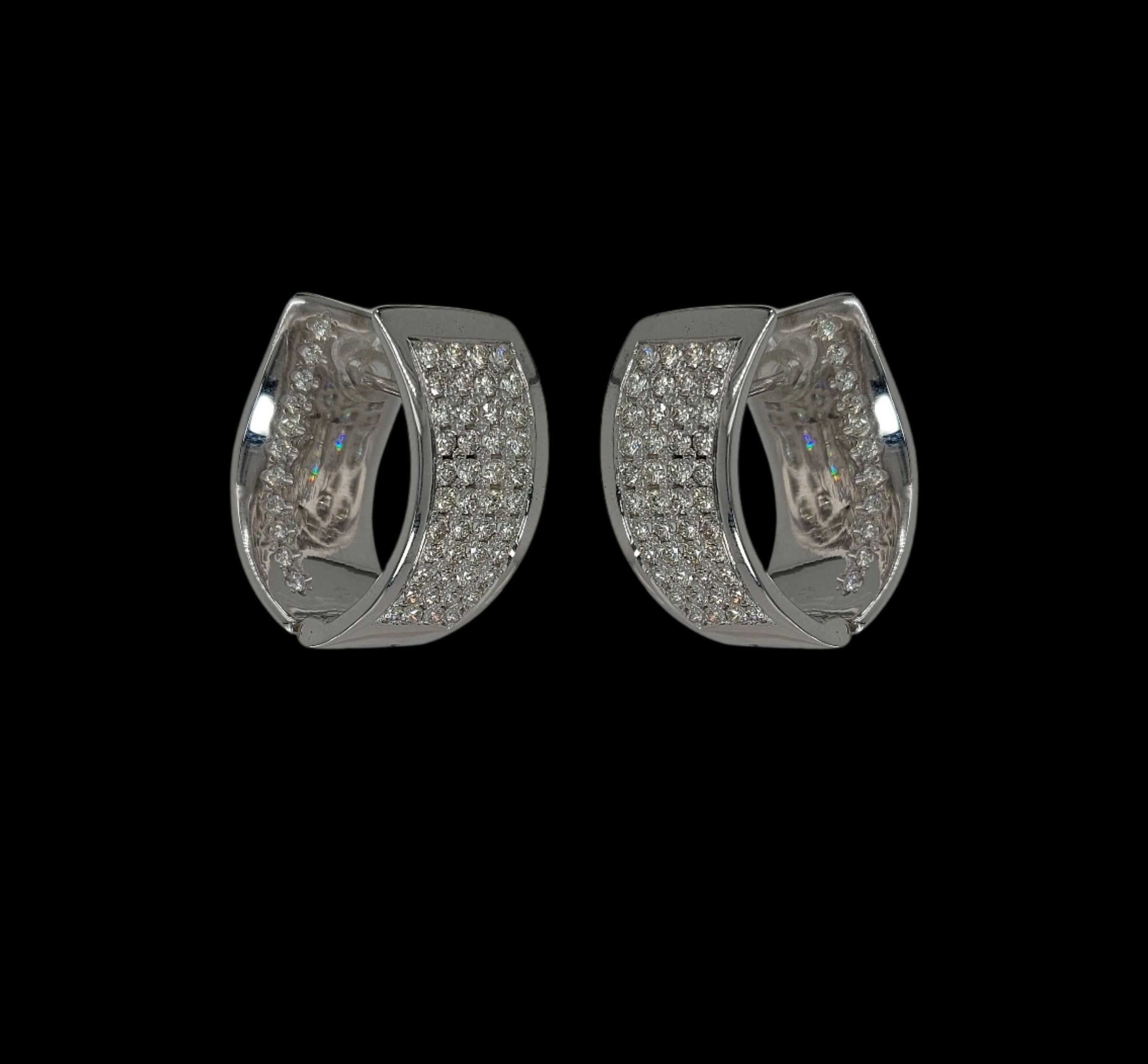 Brilliant Cut 18kt White Gold Clip, on Earrings with 3.30 Ct Diamonds For Sale