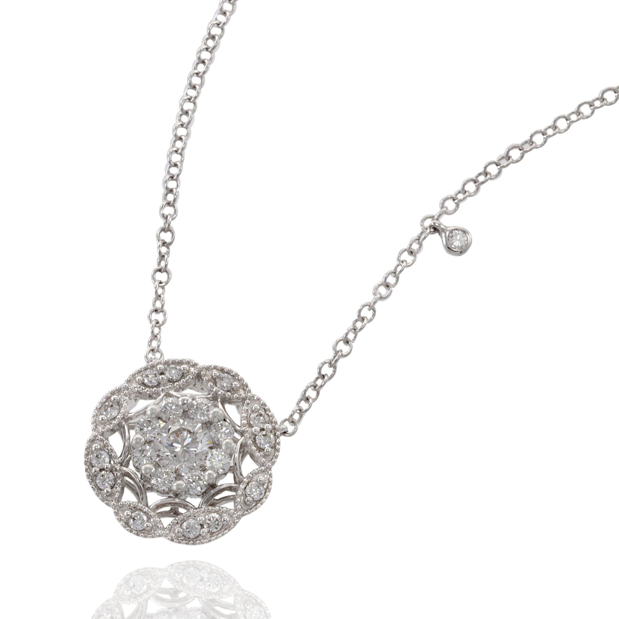 da uomo o donna Collana a grappolo di diamanti in oro bianco 18KT in vendita