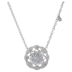 18KT White Gold Cluster Diamond Necklace