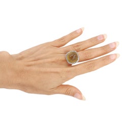 18kt white Gold Cocktail Ring with Quartz & Diamonds