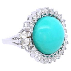 Anillo de cóctel de oro blanco de 18 quilates con turquesa y diamantes