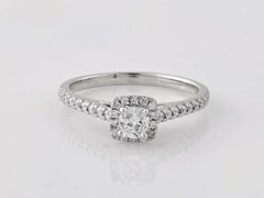 18KT White Gold Cushion Cut Diamond Halo Engagement Ring
