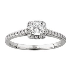18KT White Gold Cushion Cut Diamond Halo Engagement Ring
