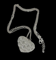 18kt White Gold "Dancing" Heart Pendant, Necklace with 2.5 ct White Diamonds