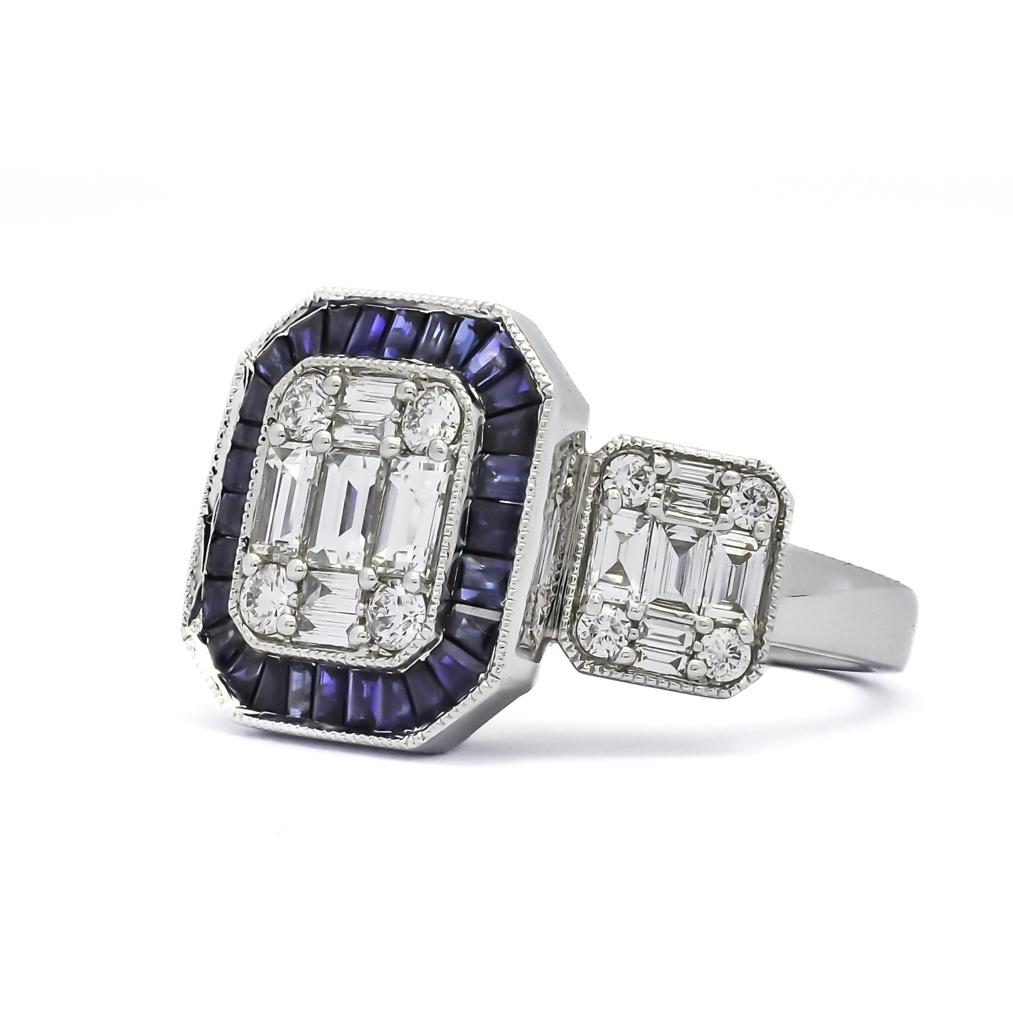 Natürlicher Diamantring 1,27 Karat 18KT Weißgold Natürlicher Smaragd Ring R18528  im Angebot 4