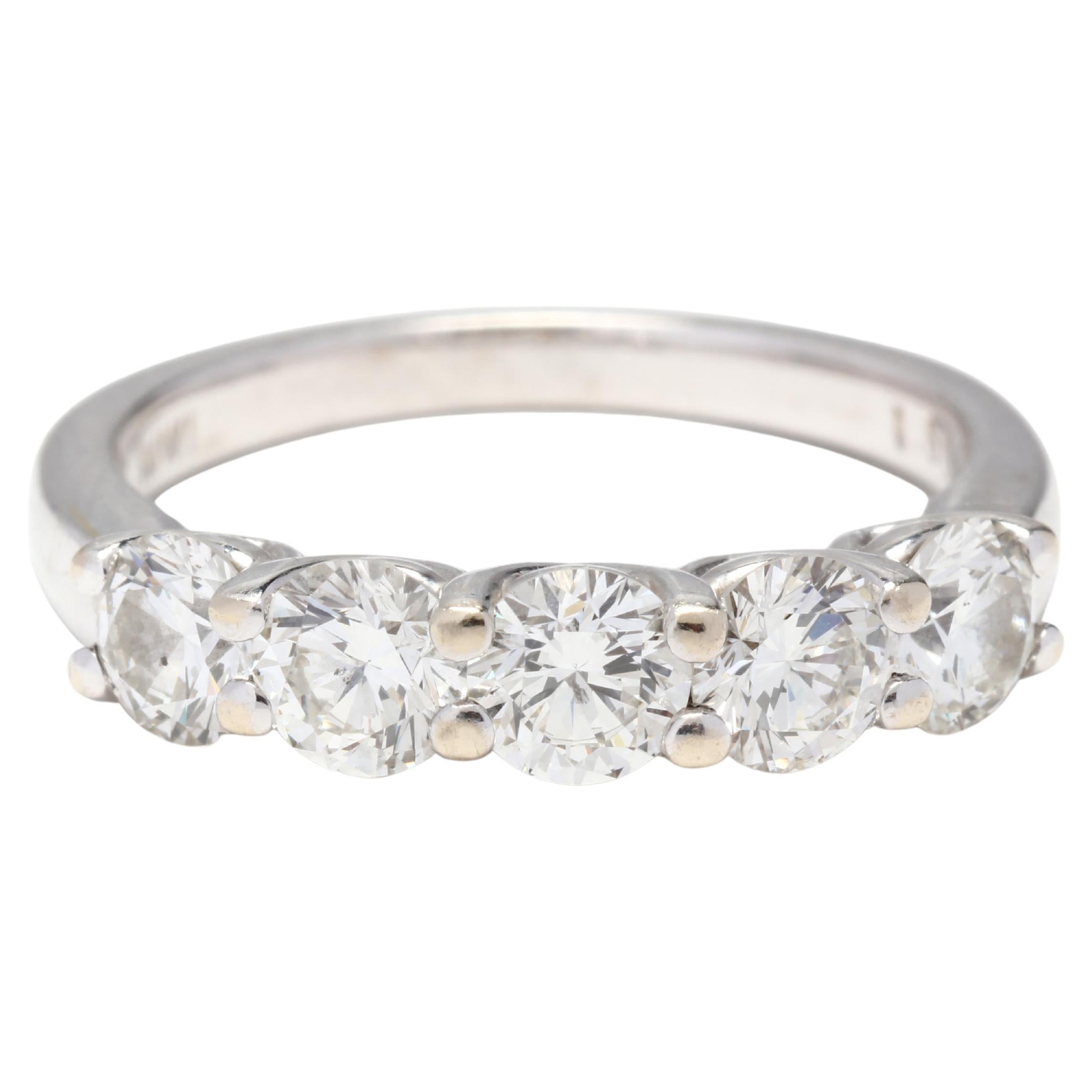 18KT Weißgold & Diamant-Ring mit 5 Steinen