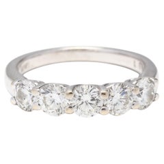 18KT Weißgold & Diamant-Ring mit 5 Steinen