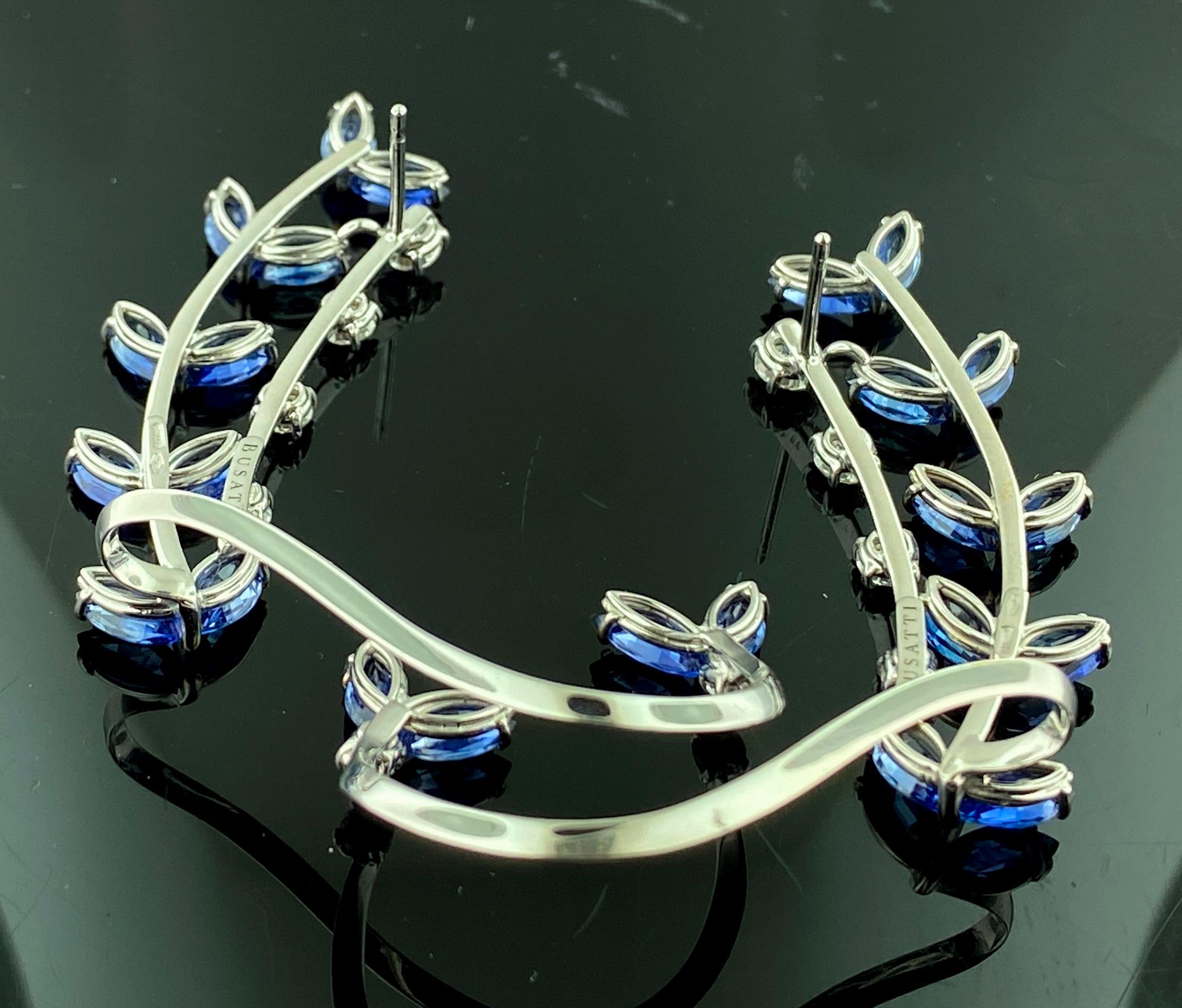 18KT White Gold Diamond and Blue Sapphire Earrings For Sale 2