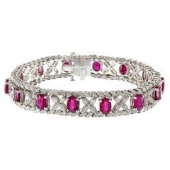 18kt White Gold, Diamond and Ruby Bracelet