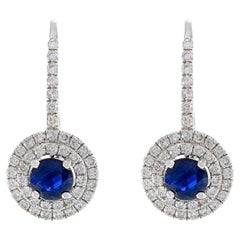 18KT Weißgold Diamant- und Saphir-Tropfen-Ohrringe mit Kreis