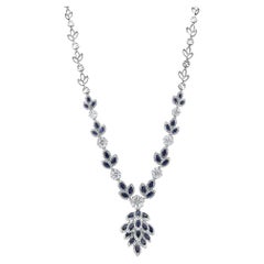 18kt White Gold Diamond and Sapphire Necklace with 6.35ct Diamonds