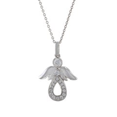 18KT White Gold Diamond Angel Pendant