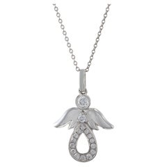 18KT White Gold Diamond Angel Pendant